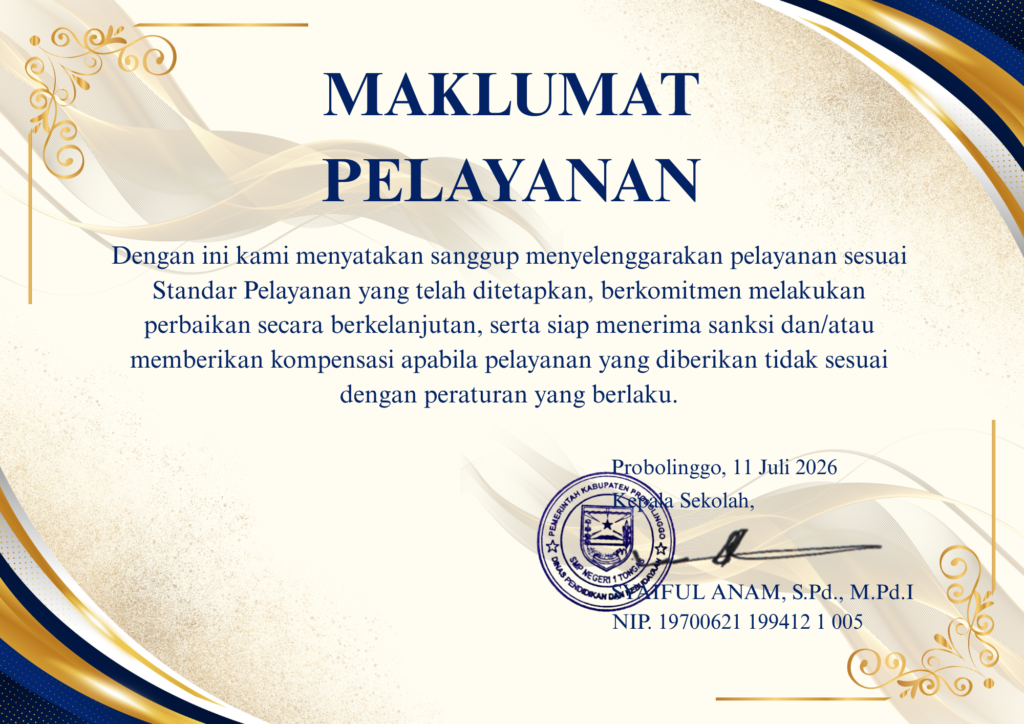 Maklumat Pelayanan SMPN 1 Tongas